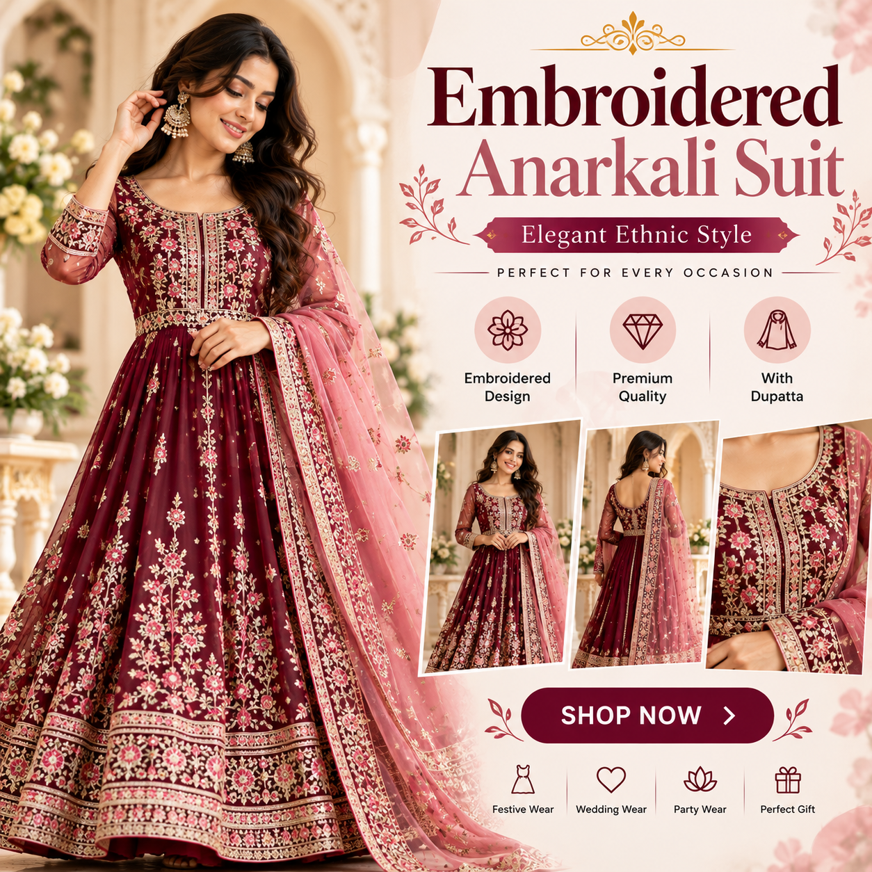 Embroidered Anarkali Suit